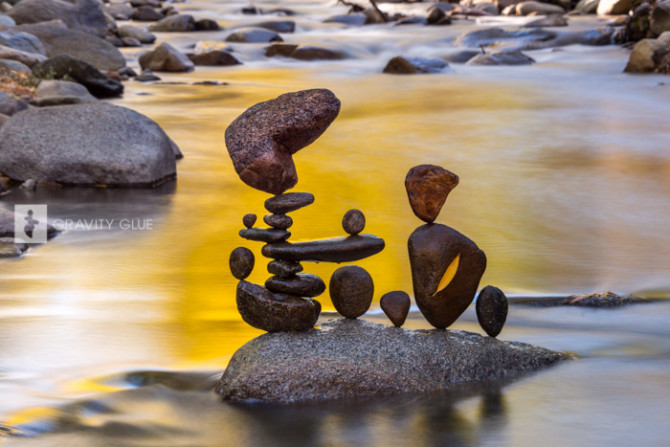 Rock Balancing Art in River